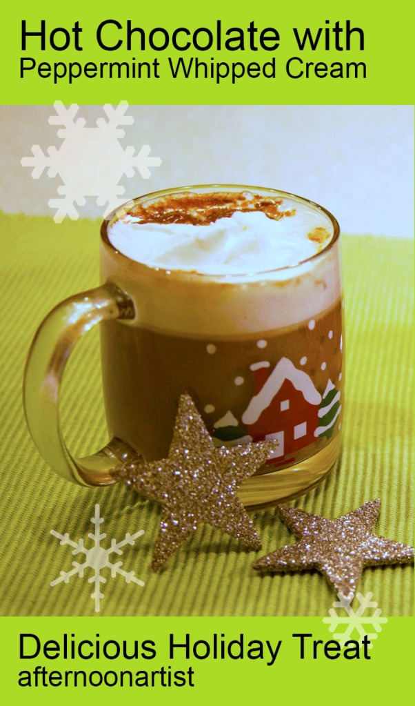 hot chocolate with peppermint whipped cream